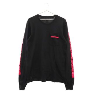 Chrome Hearts - CHROME HEARTS クロムハーツ NEON PINK STRIPE LOGO L/S TEE ネオンロゴ長袖Tシャツ ブラック/ピンク