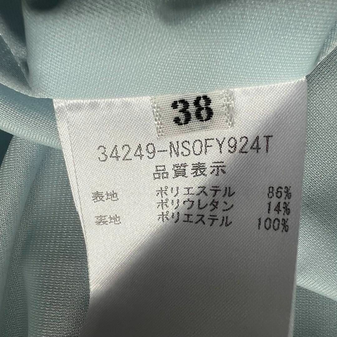 良品】FOXEY NE YORK 膝丈ワンピース ライトブルー 38 フレア 良品】FOXEY NE YORK 膝丈ワンピース ライトブルー 38 フレア