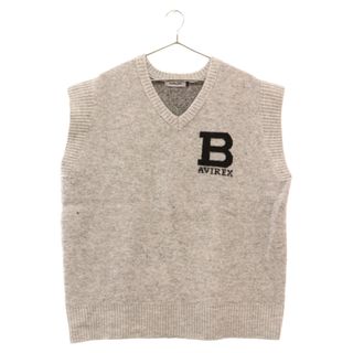 アヴィレックス(AVIREX)のAVIREX アヴィレックス JACQUAD LOGO KNIT VEST ジャガードロゴニットベスト グレー レディース 783-2240612(ベスト/ジレ)