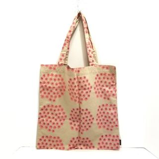 マリメッコ(marimekko)のmarimekko(マリメッコ) トートバッグ美品  - ベージュ×ピンク×ネイビー 花柄/マチなし コットン(トートバッグ)