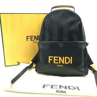 フェンディ(FENDI)の美品 FENDI フェンディ ペカン ロゴプレート ナイロン レザー リュック バッグパック ブラック a1865(その他)