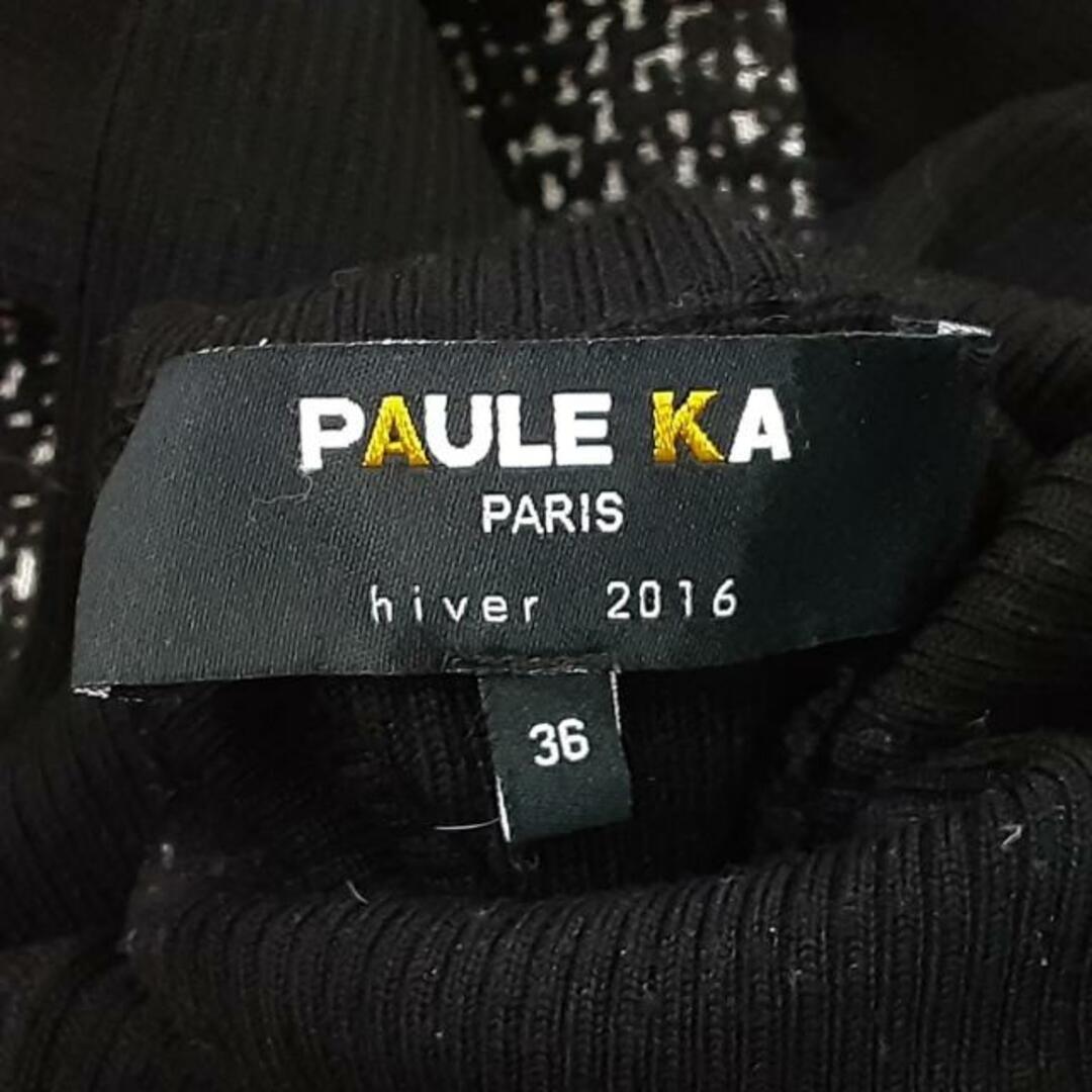 PAULE KA(ポールカ)のPAULEKA(ポールカ) ワンピース サイズ36 S レディース美品  - 黒 ハイネック/長袖/ひざ丈/異素材/ツイード レディースのワンピース(その他)の商品写真