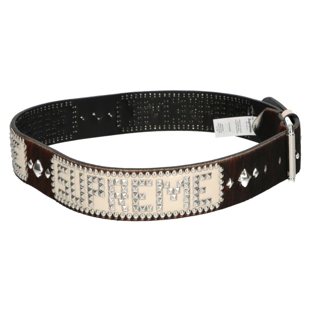 Supreme(シュプリーム)のSUPREME シュプリーム 23SS×HTC Hollywood Trading Company Studded Belt Cow ハリウッドトレーディングカンパニー ハラコレザースタッズベルト ブラウン メンズのファッション小物(ベルト)の商品写真