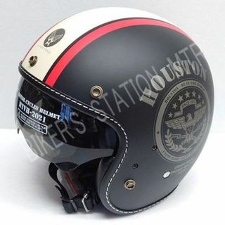 送料無料！　HTVH-2021　ジェットヘルメット　ブラックアイボリーレッド(ヘルメット/シールド)