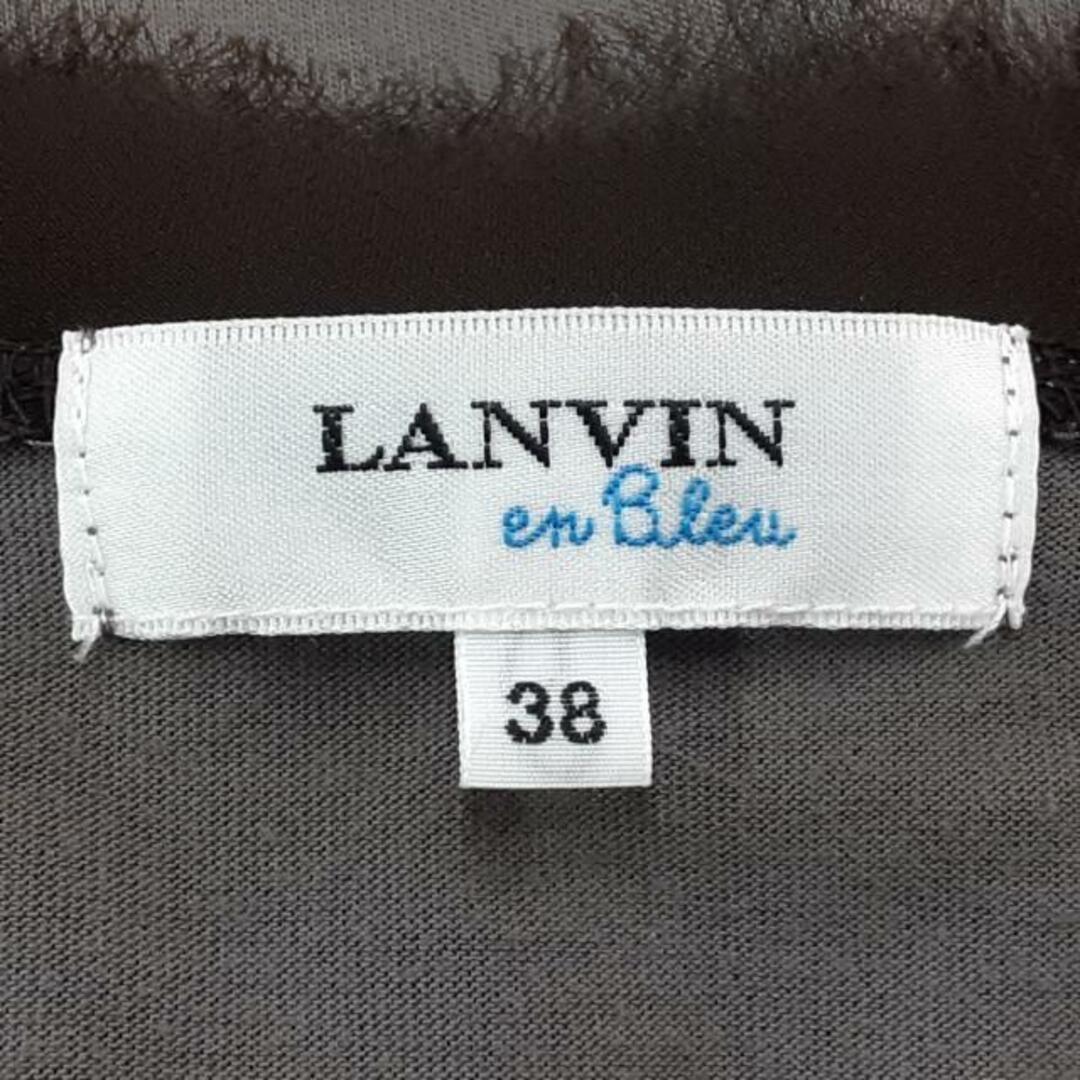 LANVIN en Bleu(ランバンオンブルー)のLANVIN en Bleu(ランバンオンブルー) ノースリーブカットソー サイズ38 M レディース美品  - グレーベージュ×ダークブラウン フリル/コサージュ レディースのトップス(カットソー(半袖/袖なし))の商品写真