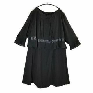 KFC0708■ 新品 ワンピース 7分袖丈 袖シースルー 42ABR ブラック(礼服/喪服)