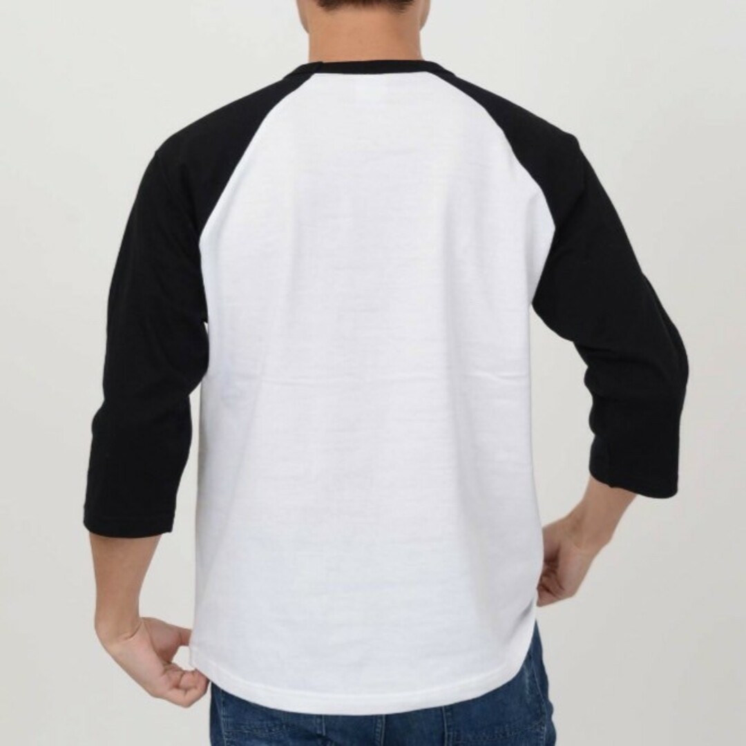 UnitedAthle(ユナイテッドアスレ)の新品 ユナイテッドアスレ ラグラン 7分袖 Tシャツ ホワイト×ブラック XL メンズのトップス(Tシャツ/カットソー(七分/長袖))の商品写真