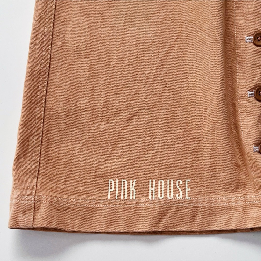 PINK HOUSE(ピンクハウス)のPINK HOUSE ピンクハウス 前タグロングスカート ロゴ入りロングスカート レディースのスカート(ロングスカート)の商品写真