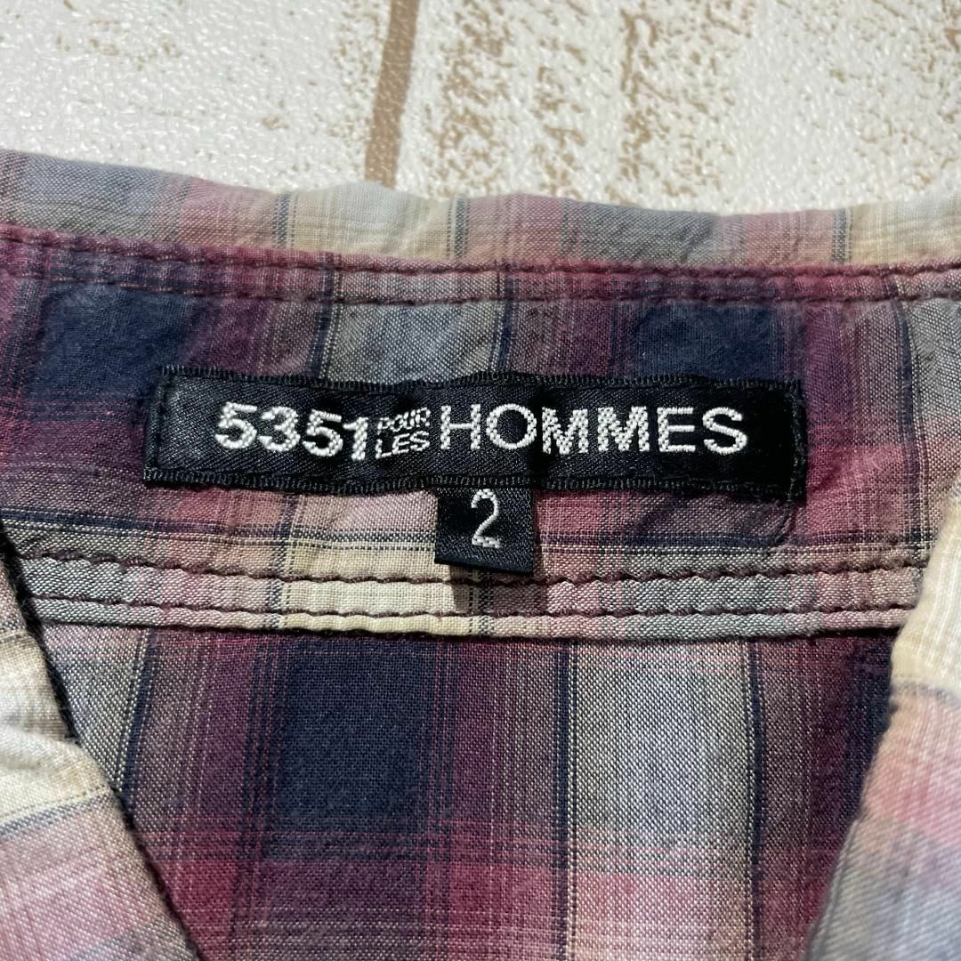 5351 POUR LES HOMMES(ゴーサンゴーイチプールオム)の【5351POUR LES HOMMES】七分袖 チェックシャツ サイズ2 メンズのトップス(シャツ)の商品写真