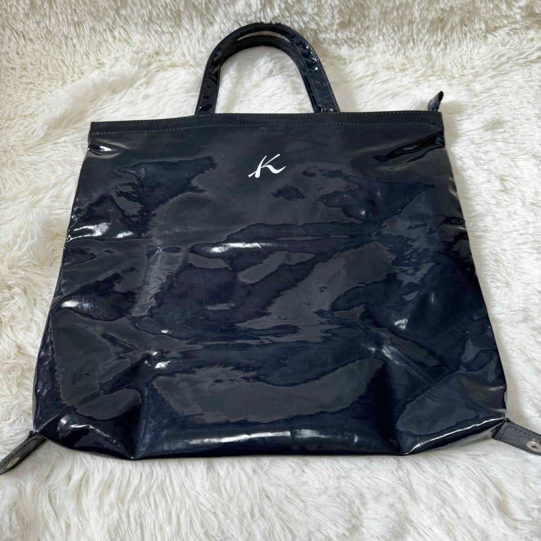Kitamura(キタムラ)のKitamura  キタムラ　ビニール トートバッグ 舟型 ダークブルー　紺色 レディースのバッグ(トートバッグ)の商品写真