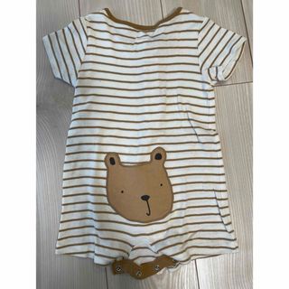 ベビーギャップ(babyGAP)のbabygapくまボーダーロンパース80cm(ロンパース)