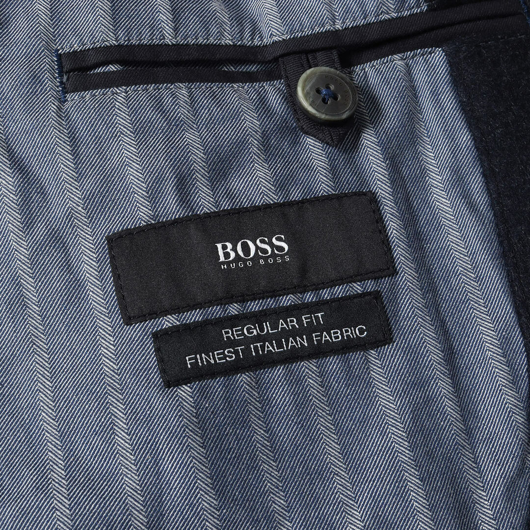 HUGO BOSS(ヒューゴボス)のHUGO BOSS ヒューゴボス ジャケット サイズ:54 オンブレチェック ウール 2つボタン テーラードジャケット ネイビー ブラック 紺黒 アウター ブレザー 上着【メンズ】【中古】 メンズのジャケット/アウター(テーラードジャケット)の商品写真