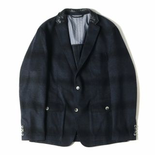 ヒューゴボス(HUGO BOSS)のHUGO BOSS ヒューゴボス ジャケット サイズ:54 オンブレチェック ウール 2つボタン テーラードジャケット ネイビー ブラック 紺黒 アウター ブレザー 上着【メンズ】【中古】(テーラードジャケット)