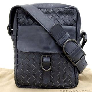 ボッテガヴェネタ(Bottega Veneta)の【本物保証】 布袋付 ボッテガヴェネタ BOTTEGA VENETA イントレチャート 斜め掛け ショルダーバッグ レザー ネイビー 113092 希少 レア(ショルダーバッグ)