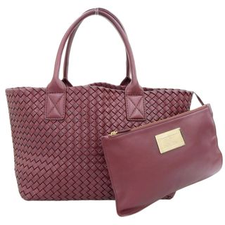 ボッテガヴェネタ(Bottega Veneta)の【本物保証】 超美品 ボッテガヴェネタ BOTTEGA VENETA イントレチャートカバMM ハンドバッグ トートバッグ レザー ボルドー 115664(トートバッグ)