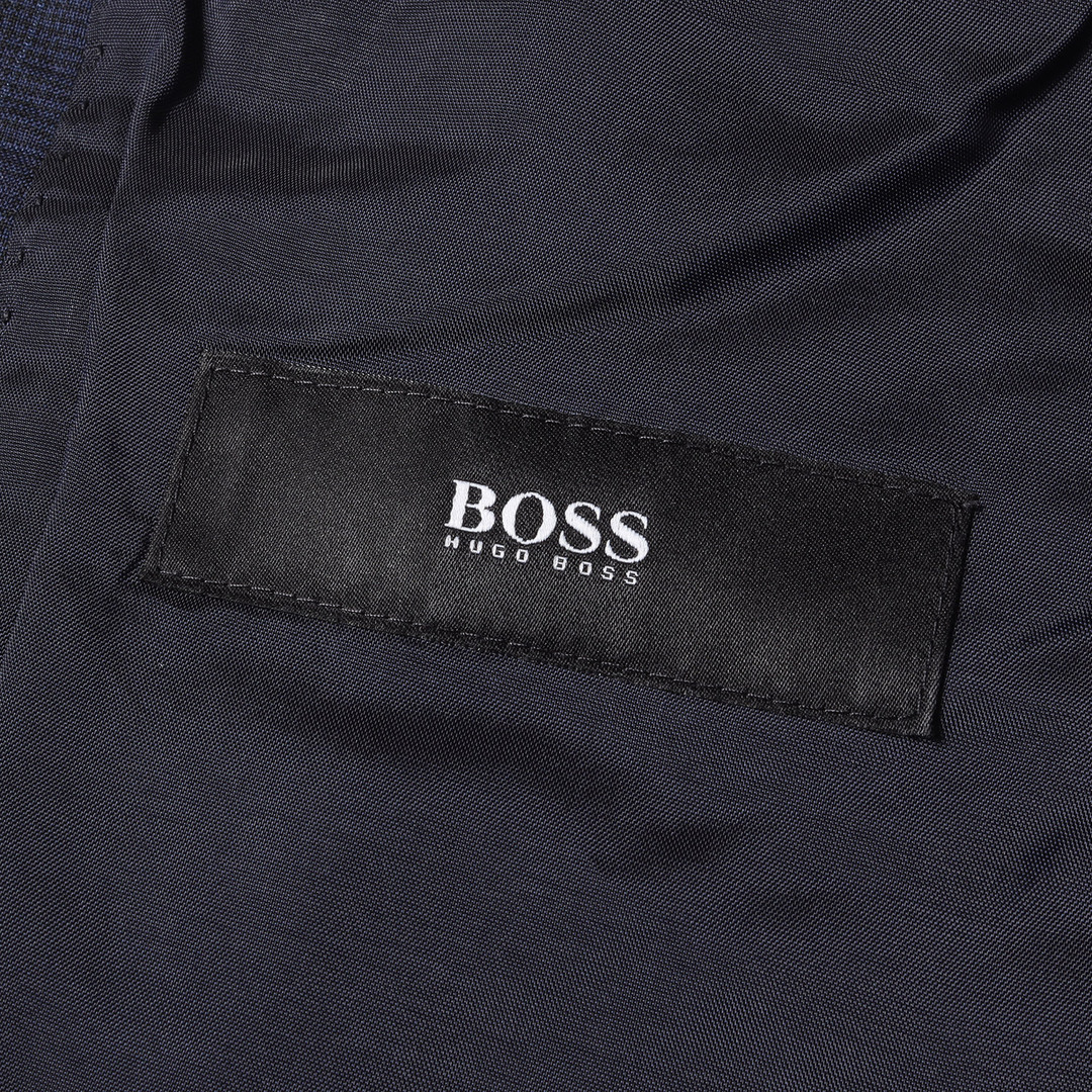 HUGO BOSS(ヒューゴボス)のHUGO BOSS ヒューゴボス ジャケット サイズ:46 GUABELLO オーバーチェック スーパー120S ウール 2B テーラードジャケット グアベロ ネイビー 紺 イタリア製 アウター ブレザー 上着【メンズ】【中古】 メンズのジャケット/アウター(テーラードジャケット)の商品写真