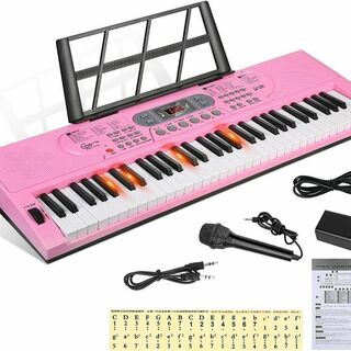 キーボード ピアノ 電子ピアノ 61鍵盤　ピンク(キーボード/シンセサイザー)