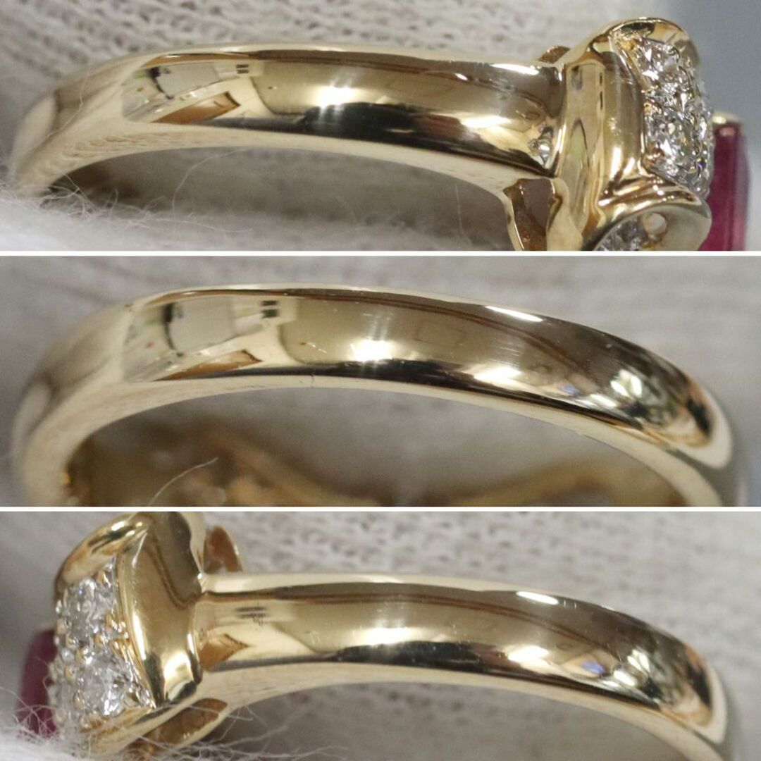 K18ルビーダイヤモンドリング リボンモチーフ R0.41 D0.39 4.6g レディースのアクセサリー(リング(指輪))の商品写真