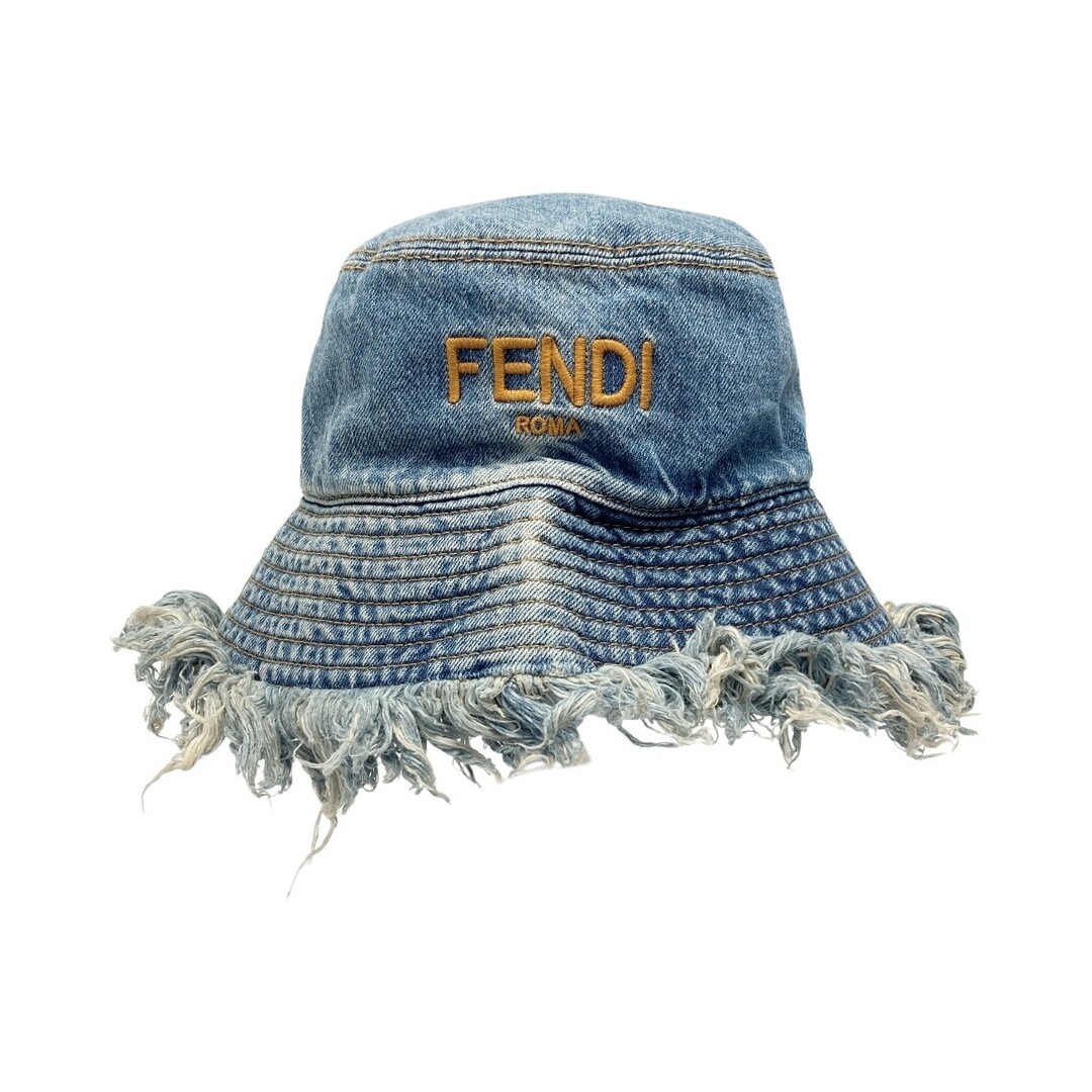FENDI(フェンディ)の☆☆FENDI フェンディ デニム バケットハット インディゴ Mサイズ ロゴ刺繍 レディースの帽子(ハット)の商品写真