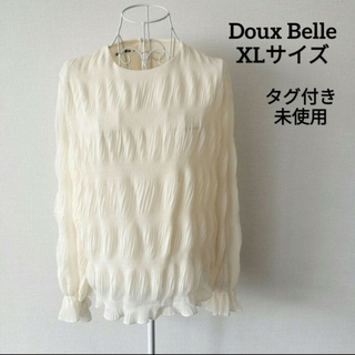 【送料無料】Doux Belle アイボリー シフォン カットソー XLサイズ(カットソー(長袖/七分))