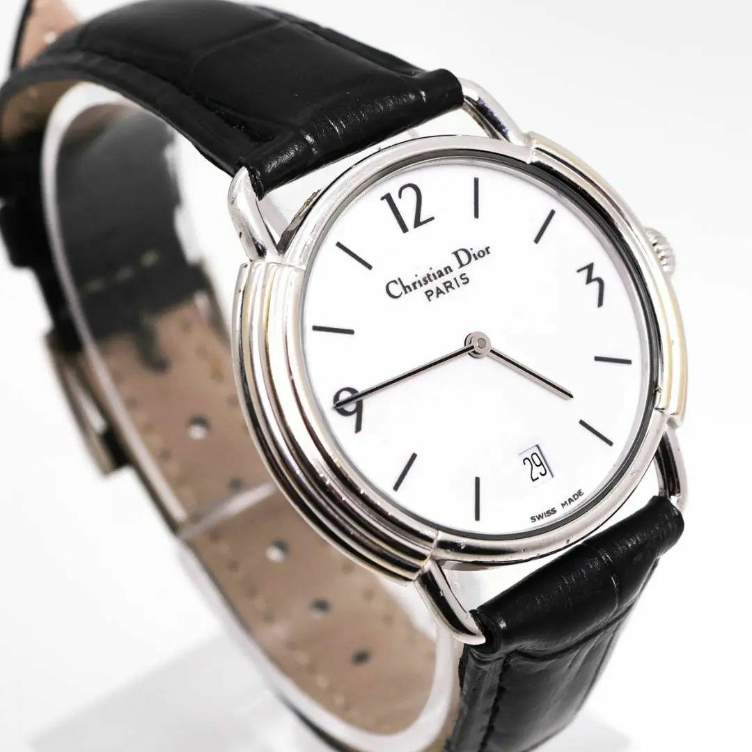 《希少》Christian Dior 腕時計 ホワイト ヴィンテージ レザー m
