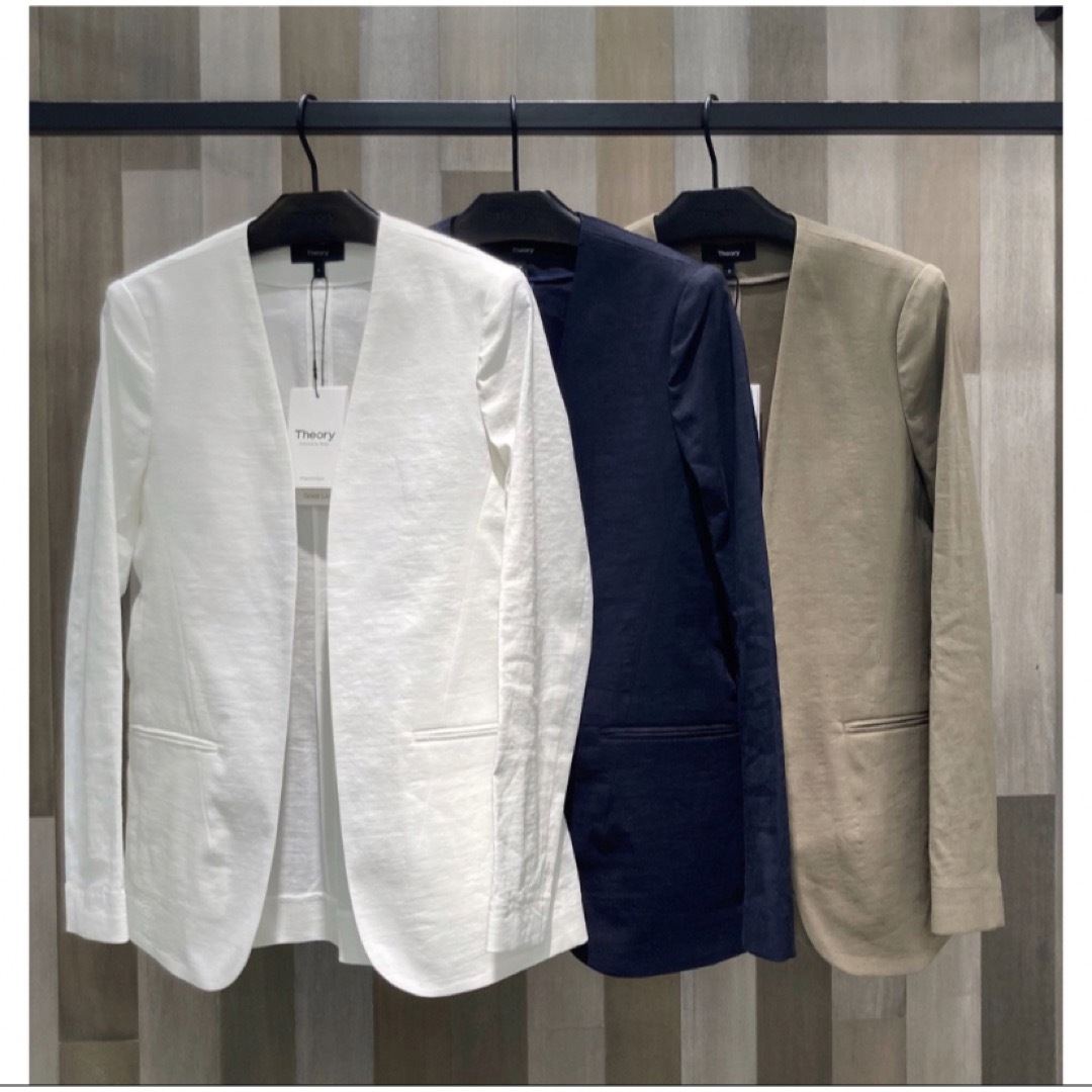 Theory(セオリー)のTheory 21ss ノーカラーリネンジャケット レディースのジャケット/アウター(ノーカラージャケット)の商品写真