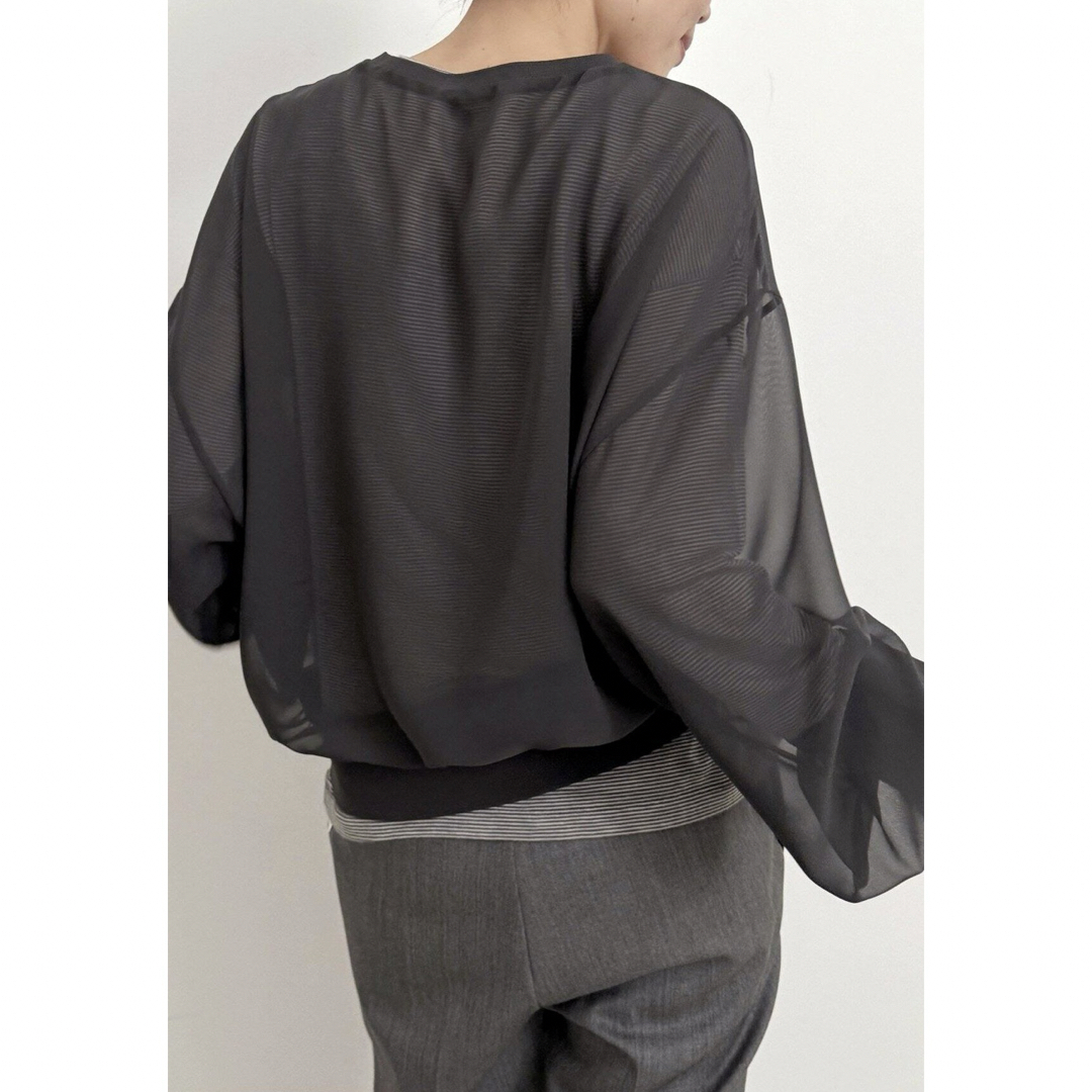 L'Appartement DEUXIEME CLASSE(アパルトモンドゥーズィエムクラス)のL'Appartement Sheer Blouse（gray） レディースのトップス(シャツ/ブラウス(長袖/七分))の商品写真