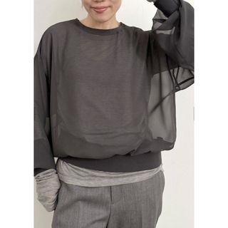 アパルトモンドゥーズィエムクラス(L'Appartement DEUXIEME CLASSE)のL'Appartement Sheer Blouse（gray）(シャツ/ブラウス(長袖/七分))