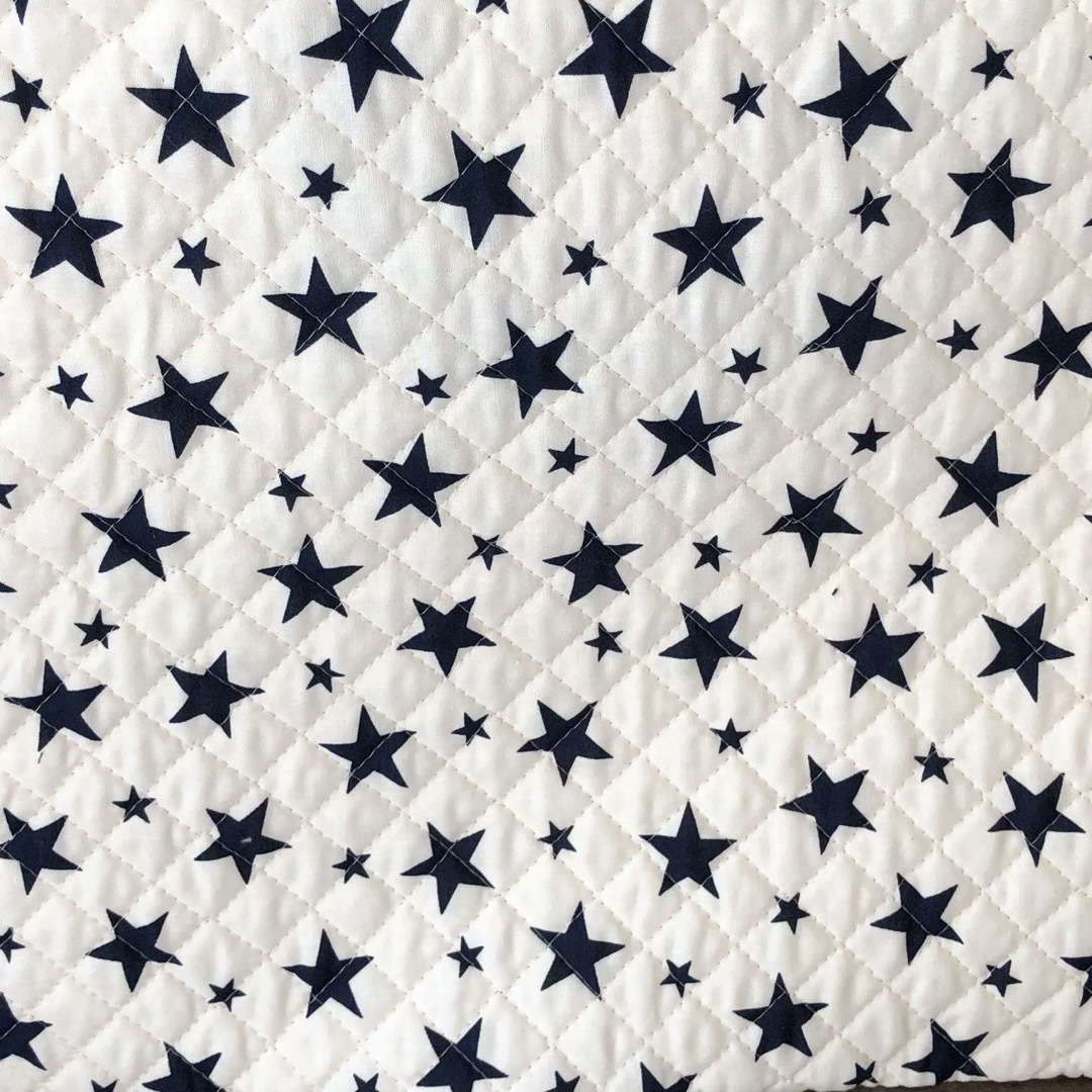 防災頭巾カバー正方形　座布団タイプ　白地星ネービー　SB-5 ハンドメイドのキッズ/ベビー(外出用品)の商品写真