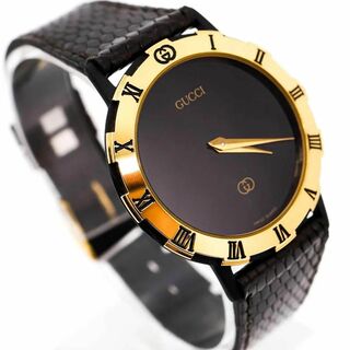 グッチ(Gucci)の《美品》GUCCI 腕時計 3200 ブラック レザー ヴィンテージ b(腕時計(アナログ))