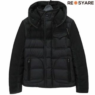 モンクレール(MONCLER)の美品 モンクレール RYAN ライアン ロゴワッペン 異素材MIX 背面 ブロックカットデザイン ジップアップ ダウン ジャケット 46310(ダウンジャケット)