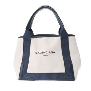 バレンシアガ(Balenciaga)のバレンシアガ  ネイビーカバス S ハンドバッグ 白/ブルー(ハンドバッグ)