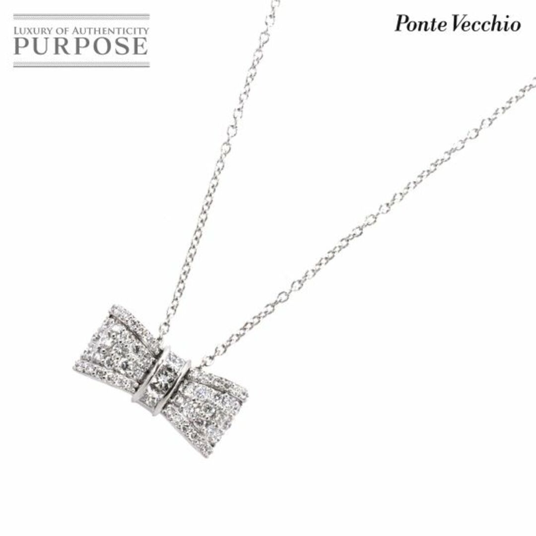 PonteVecchio(ポンテヴェキオ)のポンテヴェキオ Ponte Vecchio ダイヤ 0.48/0.15ct ネックレス 40cm K18 WG ホワイトゴールド 750 リボン VLP 90194025 レディースのアクセサリー(ネックレス)の商品写真