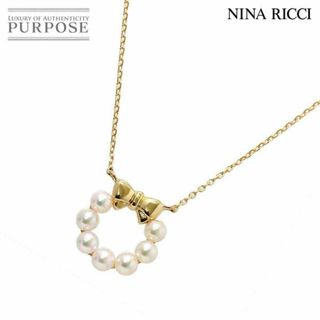 ニナリッチ(NINA RICCI)のニナリッチ NINA RICCI アコヤ真珠 3.3-3.2mm ネックレス 41cm K18 YG イエローゴールド 750 リボン パール VLP 90196630(ネックレス)