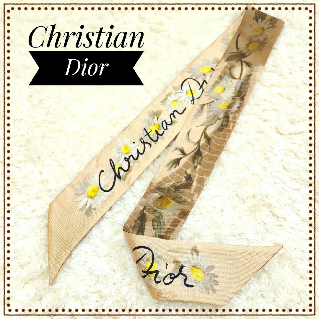 Christian Dior(クリスチャンディオール)のChristian Dior♡シルク フラワー ミッツァ リボンスカーフ レディースのファッション小物(バンダナ/スカーフ)の商品写真