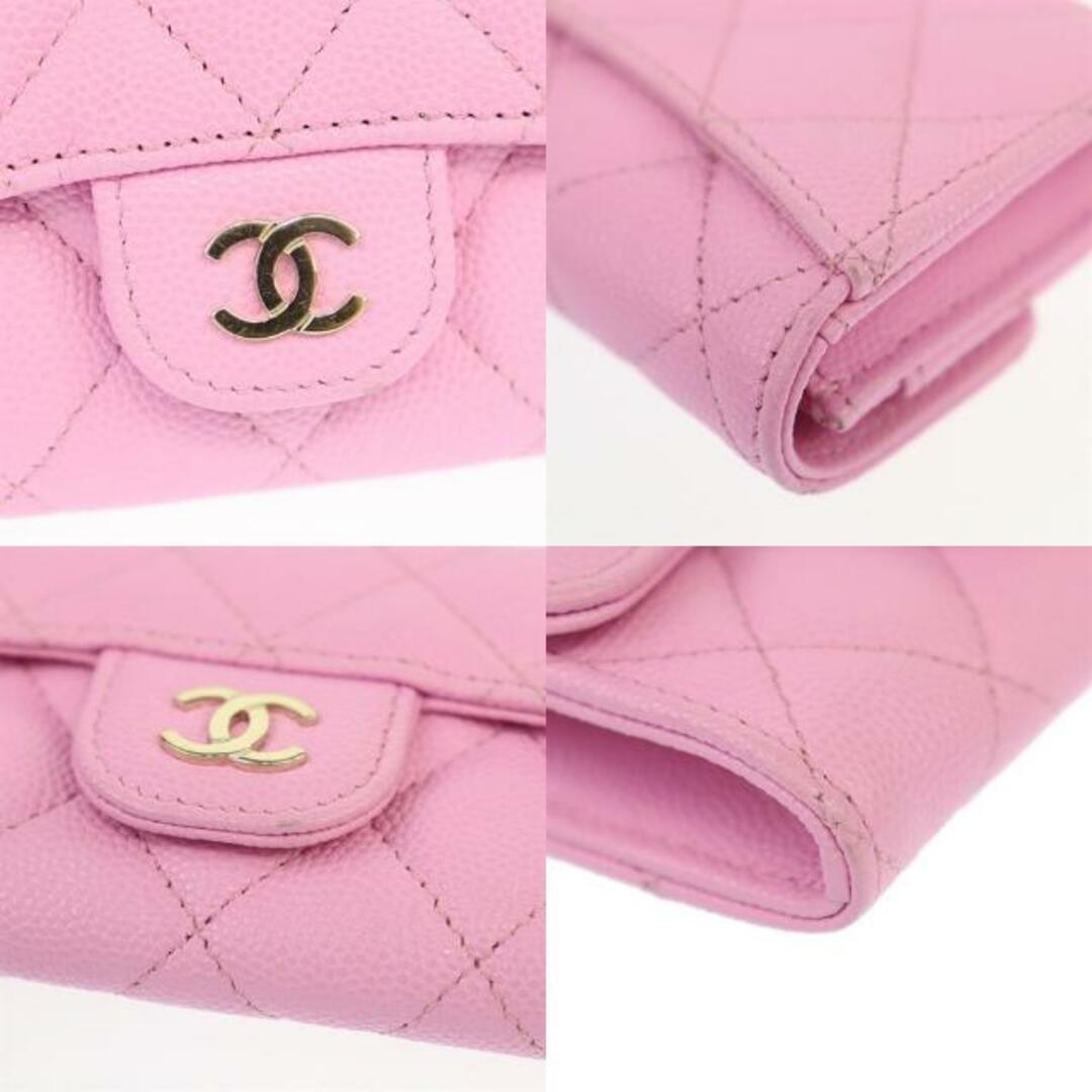 CHANEL(シャネル)のシャネル マトラッセ カードケース ココマーク 中古 ピンク キャビアスキン CHANEL 【中古】| レザー 名刺入れ コンパクト ファッション ブランド小物 レディース ランクA レディースのファッション小物(名刺入れ/定期入れ)の商品写真