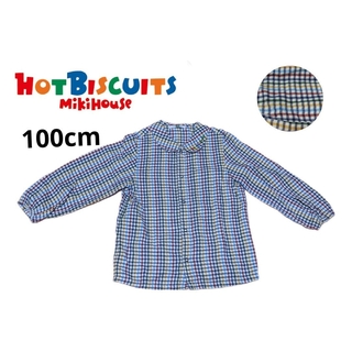 ホットビスケッツ(HOT BISCUITS)のミキハウス　ホットビスケッツ　長袖　シャツ　100cm チェック　ボタン　春服(Tシャツ/カットソー)