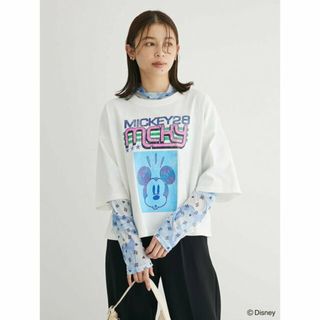 グリーンパークス(green parks)の【オフホワイト】Disney/ショート丈グラフィックTEE 24SS/ディズニー(カットソー(長袖/七分))