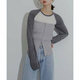 センスオブプレイスバイアーバンリサーチ(SENSE OF PLACE by URBAN RESEARCH)の【GRY×O.WHT】サムホールシアーラグランTシャツ(カットソー(長袖/七分))