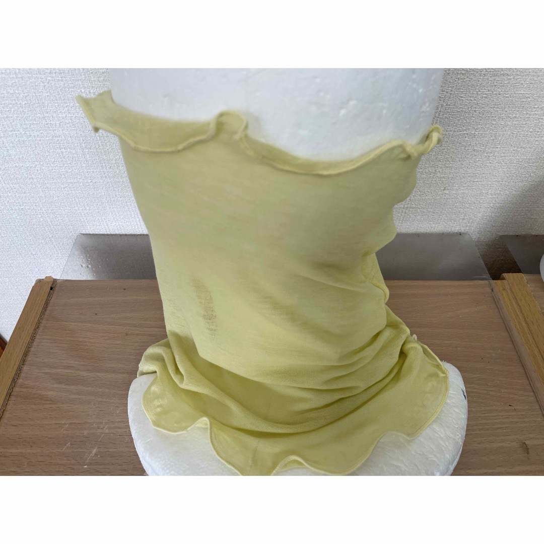 スーパーロング超軽い綿100%天竺編みレモンイエローシングルネックウォーマー  レディースのファッション小物(ネックウォーマー)の商品写真