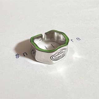 シルバーリング 925 ワイドボリューム 凸凹 文字 バイカラー 韓国 指輪(リング(指輪))