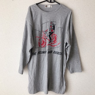 ヴィンテージ(VINTAGE)のLUNAKOBE サイクリング ロゴ ロンT トップス 長袖 グレー Ｍ〜L(Tシャツ(長袖/七分))