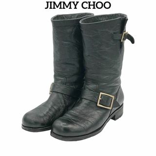 JIMMY CHOO - ジミーチュウ レザー BIKER Unlined 40 ブーツ　ブラック　革