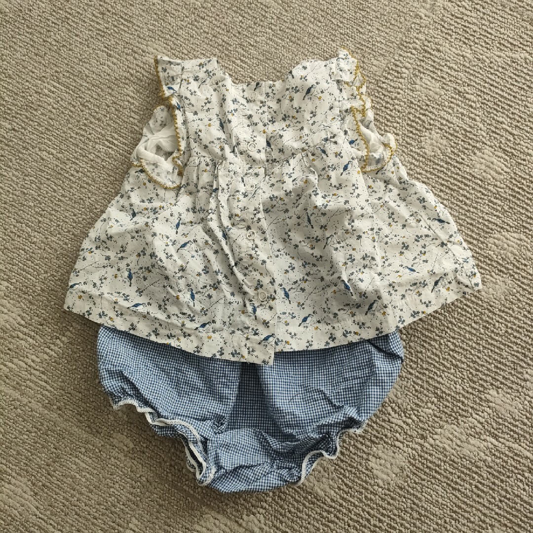 PETIT BATEAU(プチバトー)のPETIT BATEAU　小鳥柄セットアップ キッズ/ベビー/マタニティのベビー服(~85cm)(ワンピース)の商品写真