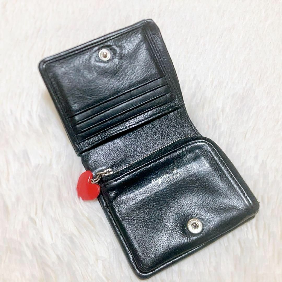agnes b.(アニエスベー)の✨綺麗✨アニエスベー ボヤージュ 2つ折り財布 ハート　ブラック　レザー レディースのファッション小物(財布)の商品写真