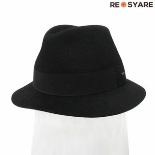 サンローラン(Saint Laurent)の美品 サンローランパリ 634242 CHAPEAU LIAM ロゴプレート シャポー フェルト フェドラ 中折れ ハット 帽子 46240(ハット)