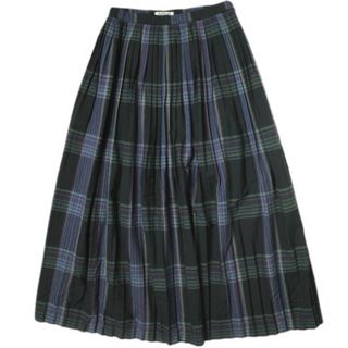 オーラリー(AURALEE)のAURALEE オーラリー 19AW 日本製 SUPER LIGHT WOOL CHECK PLEATED SKIRT スーパーライトウールチェックプリーツスカート A9AS03LC 1 BLACK CHECK ロング マキシ ボトムス【中古】【AURALEE】(ロングスカート)