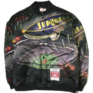 Supreme - SUPREME x Mitchell & Ness シュプリーム ミッチェルアンドネス 22SS 別注 Stadium Satin Varsity Jacket スタジアムサテンバーシティジャケット XL BLACK スタジアムジャンパー スタジャン アウター【新古品】【中古】【SUPREME × Mitchell & Ness】