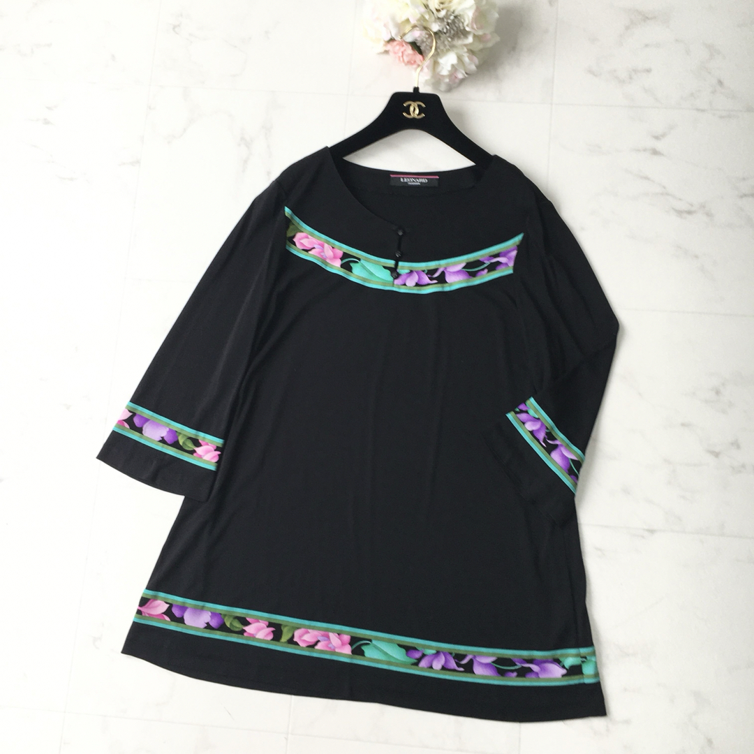 美品 LEONARD レオナール 花柄 カンカン チュニック - トップス 美品 LEONARD レオナール 花柄 カンカン チュニック - トップス