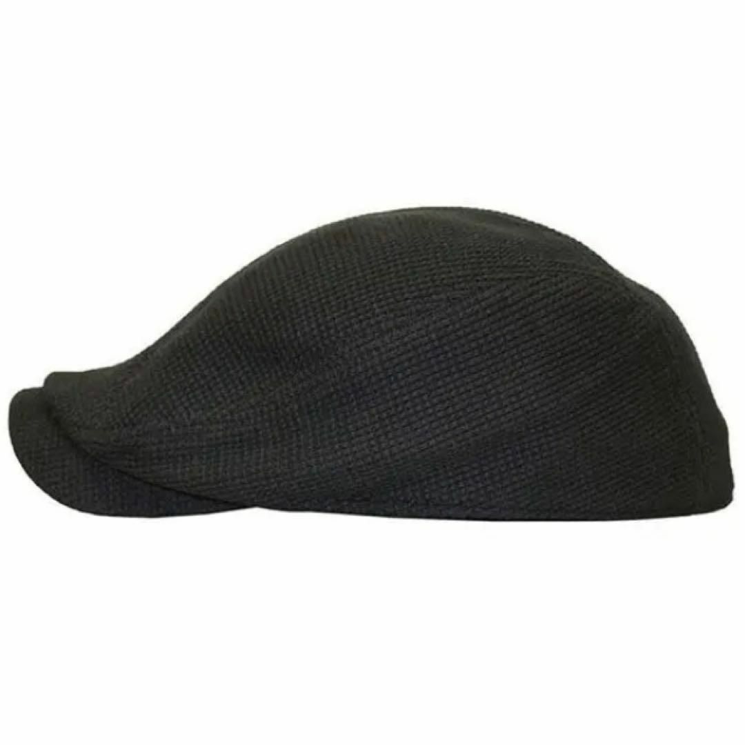 帽子 メンズ ゴルフ ハンチング ワッフル つばロング 普通サイズ ブラック メンズの帽子(ハンチング/ベレー帽)の商品写真
